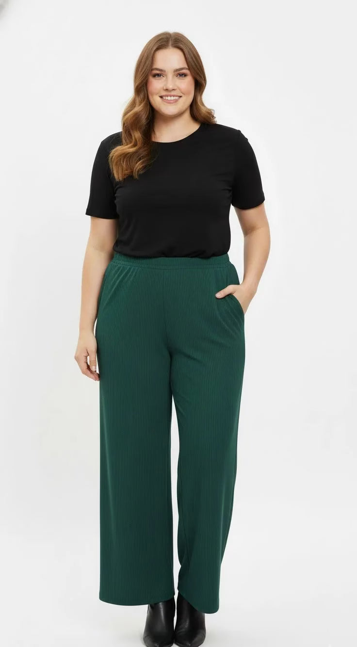 Pantalón Palazzo Mujer de Algodón Canalé talla grande confeccion nacional