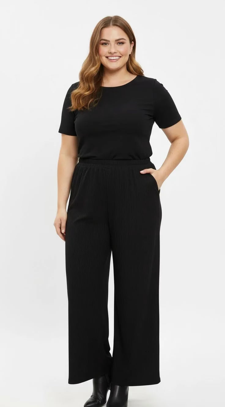 Pantalón Palazzo Mujer de Algodón Canalé talla grande confeccion nacional