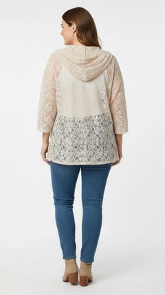 Blusa de encaje beige mujer talla grande Cato