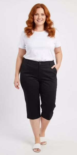Pantalón capri St. John’s Bay negro de algodón con spandex mujer talla grande