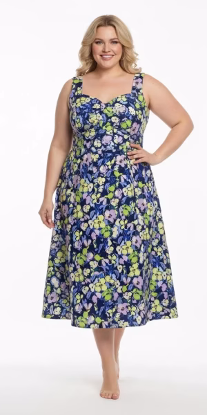 Vestido azul con flores multicolor Phase Eight talla 2XL