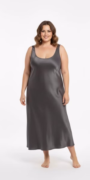 Vestido negro satinado mujer talla grande Future Collective