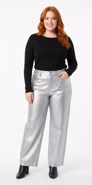 wide leg claro metalizado mujer talla grande Wild Fable XL