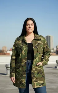 Chaqueta de verano mujer talla grande camuflaje militar 2XL