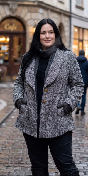 Blazer mujer talla grande gris jaspeado BloomChic XL