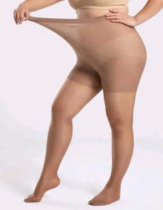 Panty nailon mujer talla grande negro y beige 200 denier