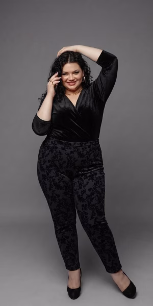 Pantalón mujer talla grande negro gamuza Terra Sky XL